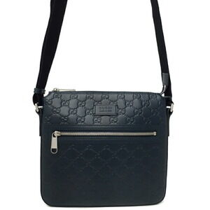 GUCCI Signature Crossbody Messenger Bag Guccissima Black